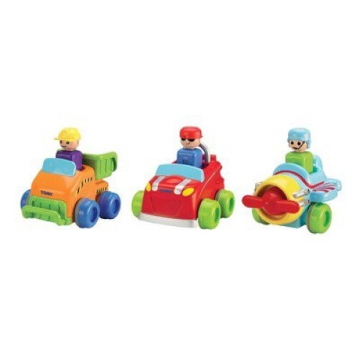 Jucarie de impins, Tomy Toomies, vehicul cu pilot, multicolor, 16x16x13cm