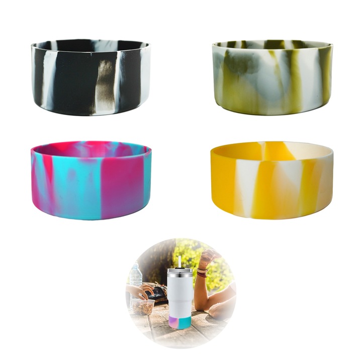 4 buc manson silicon pentru pahar Stanley Tumbler 40oz 30oz accesorii pentru pahar, manson protector din silicon, husa inferioara antiderapanta, stil: stilul 2