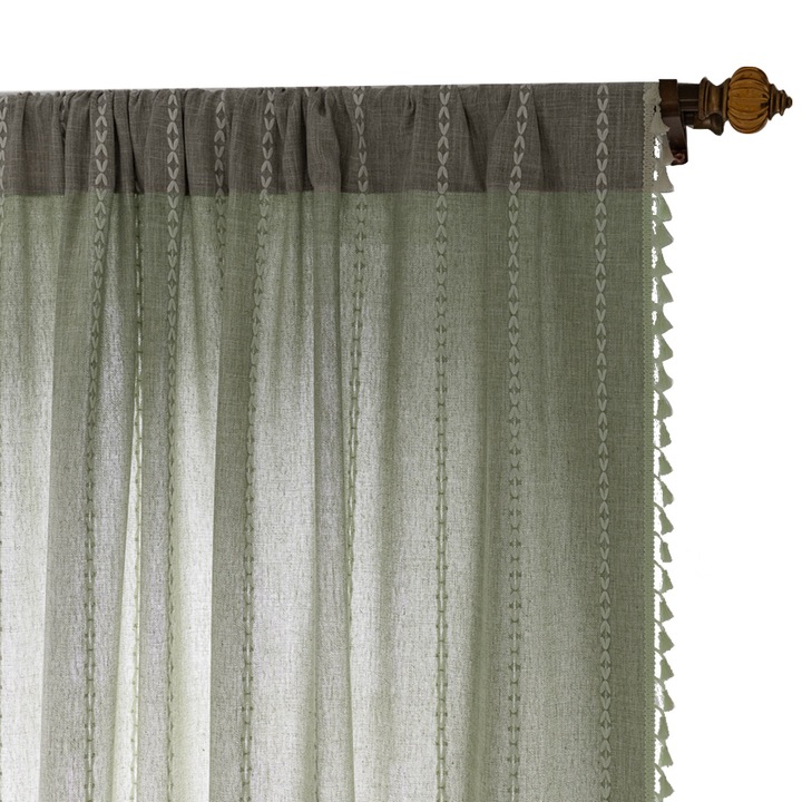 Hálószoba függöny szett, csíkos modell, jacquard anyag, fehér, 140x260cm