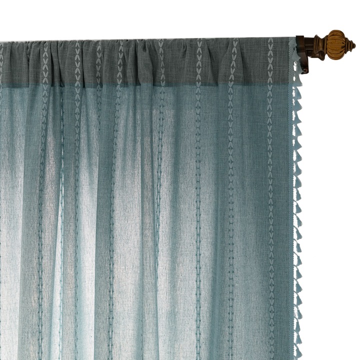 Hálószoba függöny szett, csíkos modell, jacquard anyag, fehér, 140x260cm