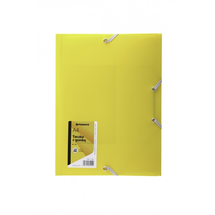 Папка с ластик А4, Penmate, полипропилен, жълт, 240x320x4мм