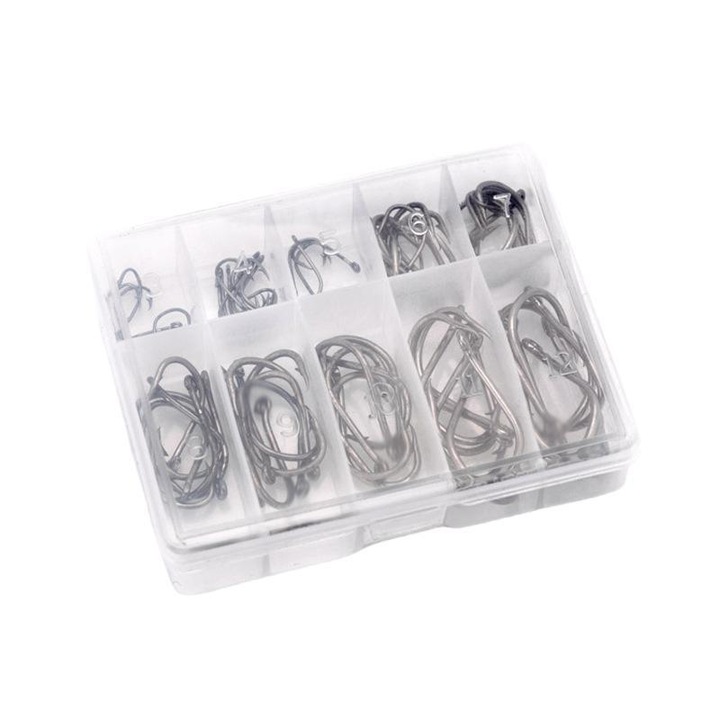 Set 500 carlige pescuit, argintiu