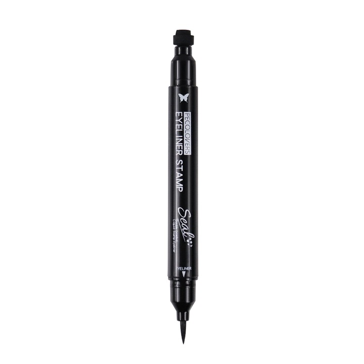Eyeliner, PECOLOVERS, 2in1, Rezistent la apa, Negru, #08