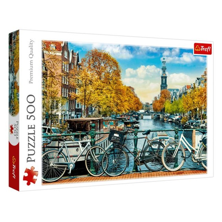 Puzzle Amsterdam, Pod cu Biciclete, 500 de piese, carton, Trefl