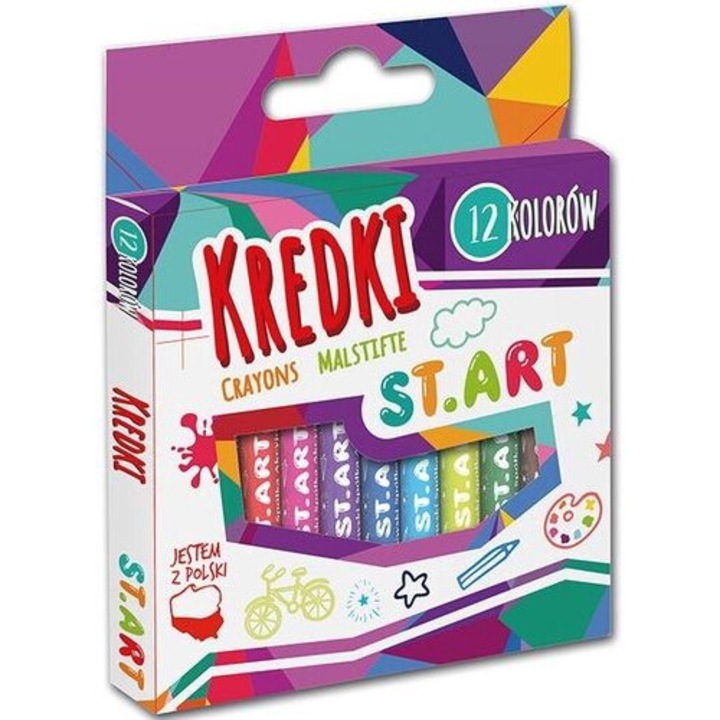 Set creioane colorate St. Art, 12 culori, 8cm, multicolor