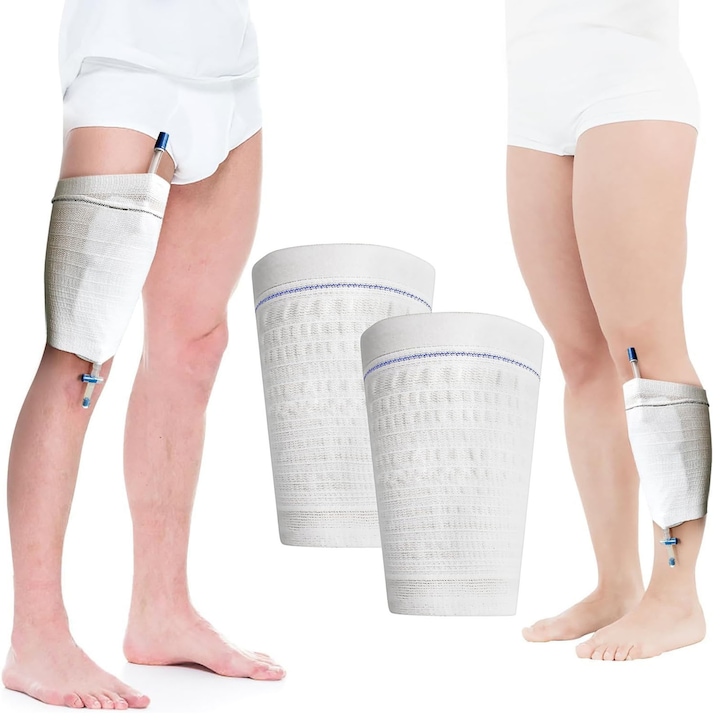 Set 2 suport punga urinara, SINBINTA, Elasticitate, Moale, Respirabil, Lavabil, Reutilizabile, Usor de utiliza, Pentru gama de potrivire a picioarelor 36-55 cm, Design ergonomic, Poliester, 15.5x21.5cm, Alb