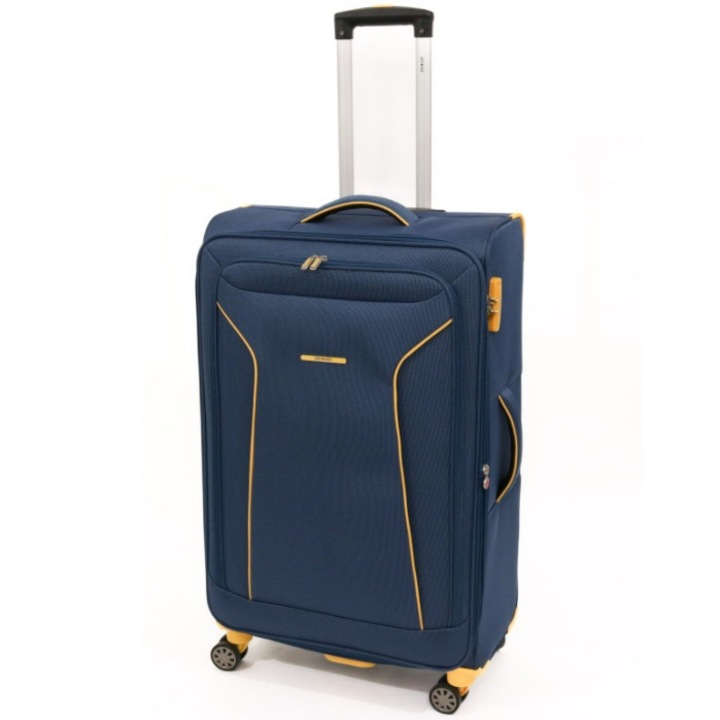 Troler Lamonza Cruise, 78x47x29 cm, 3.5 kg, expandabil 30%, bleumarin/galben