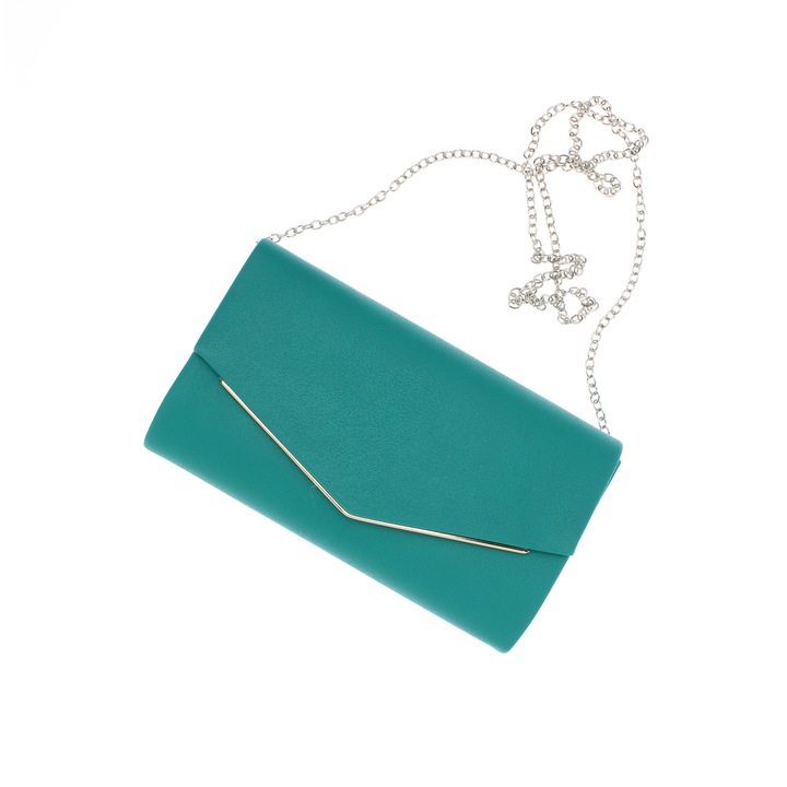 Чанта-плик, дамска, от синтетичен материал, ButicCochet, 22x13x5 см, тюркоаз - GND716