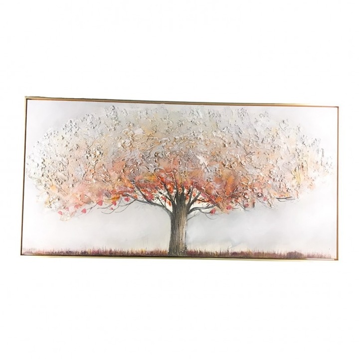 Tablou din panza cu rama din MDF, peisaj copac 60x120 cm multicolor M2