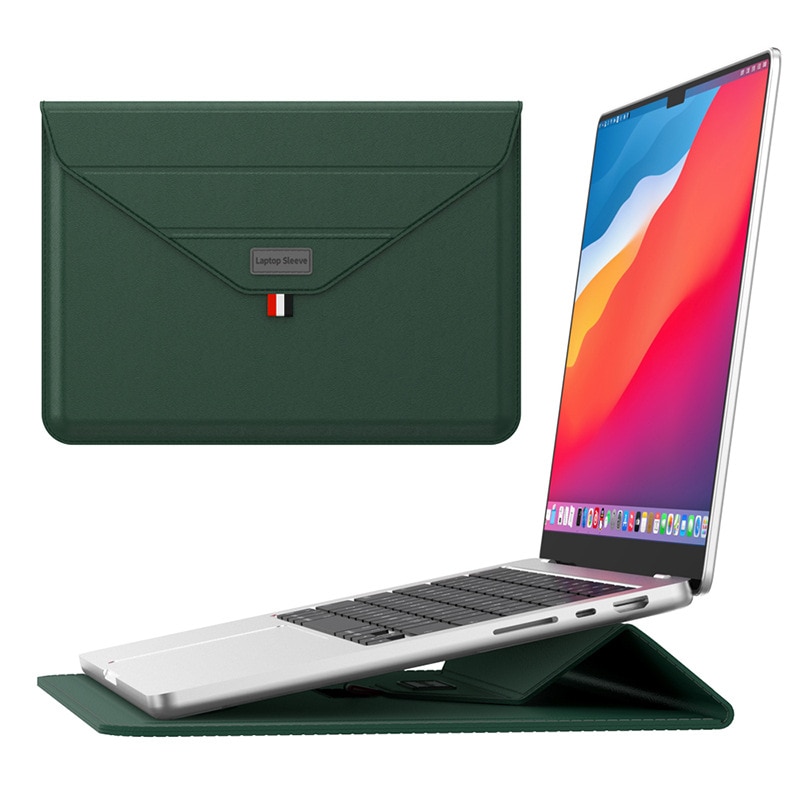 Geanta Pentru Laptop, Verde, 13-14 inch, Pentru Macbook Air/Macbook Pro/Surface/Lenovo, cu Husa Pentru Accesorii, 355×252 mm, Impermeabila, Rezistenta la uzura, Portabila