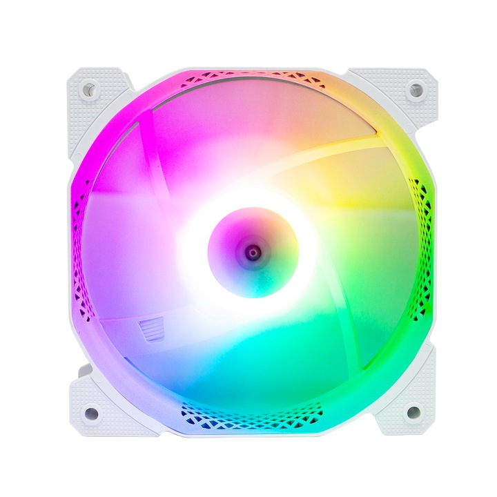 Компютърен вентилатор 1stPlayer RGB F1 120x120x25 mm безшумен, хидравличен лагер, 5 цвята, 4pin molex, бял
