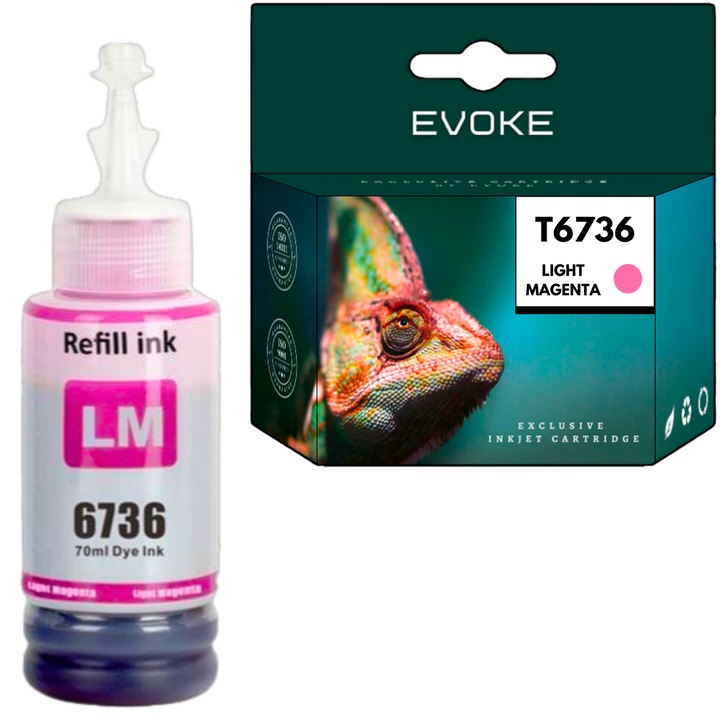 Flacon cerneala imprimanta pentru Epson T6735 light magenta, 70 ml, 6500 pagini, compatibil cu L800 L805 L810 L850 L1800