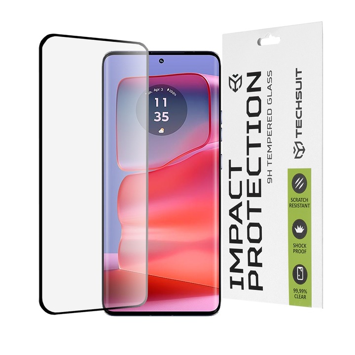 Fólia Motorola Edge 50 Pro-hoz - Techsuit 111D teljes burkolat / teljes ragasztós üveg / 3D ívelt képernyő - fekete