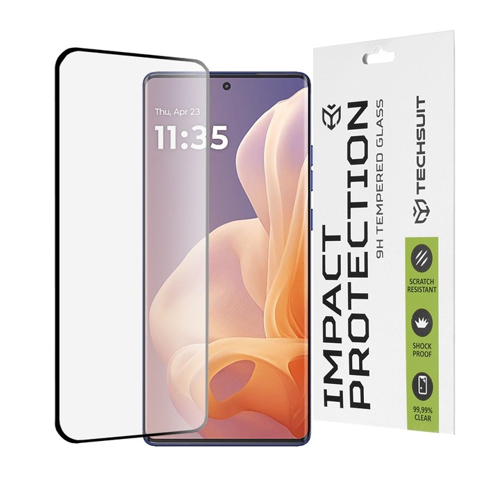 Motorola Moto G85 kompatibilis fólia - Techsuit 111D teljes burkolat / teljes ragasztós üveg / 3D ívelt képernyő - fekete
