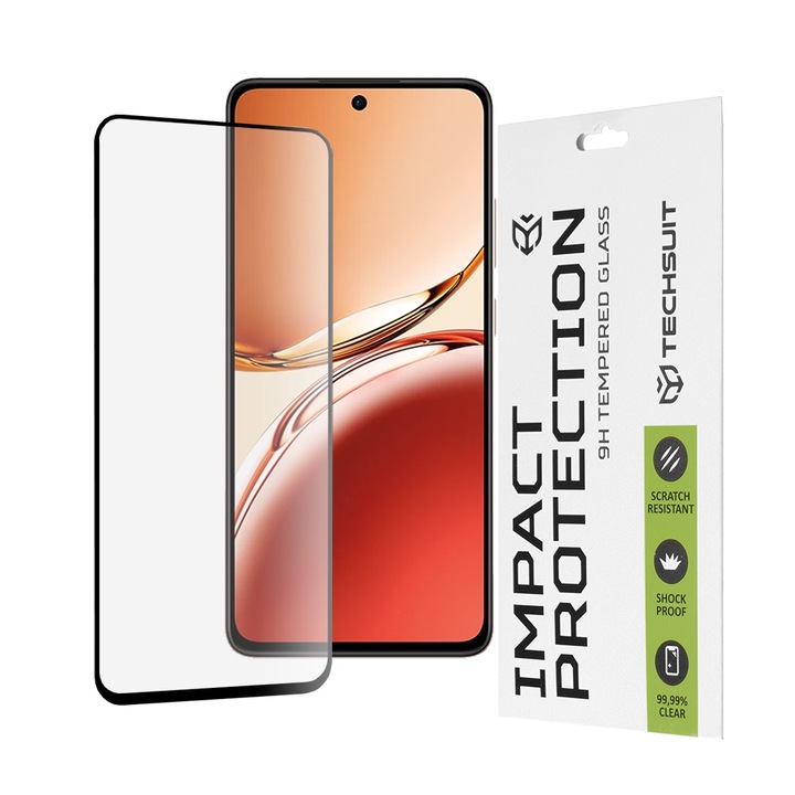 Folie for Oppo Reno12 F / Oppo Reno12 FS - Techsuit 111D teljes borítás / teljes ragasztós üveg - fekete