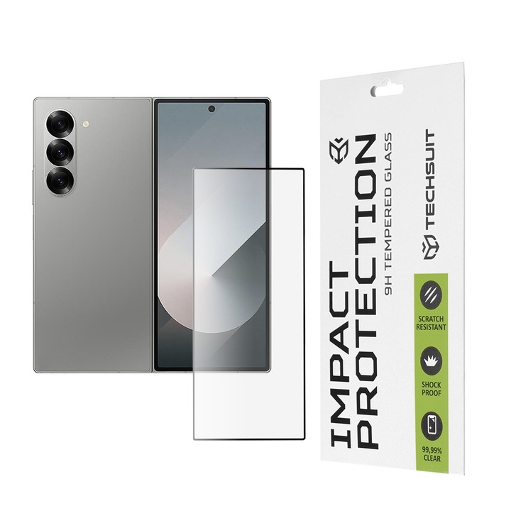 Fólia, Techsuit 111D teljes fedél / teljes ragasztós üveg [Külső képernyő], Samsung Galaxy Z Fold6-hoz, Fekete
