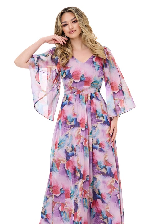 BAROCCA, Rochie din sifon cu maneci evazate Monasque, Violet/Roz/Albastru