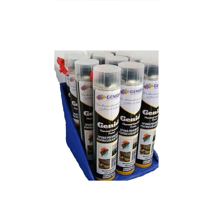 Pachet 24 Spuma poliuretanica pentru izolatii termice Genida Foam 750 ml+ 1 pistol+1 cleaner