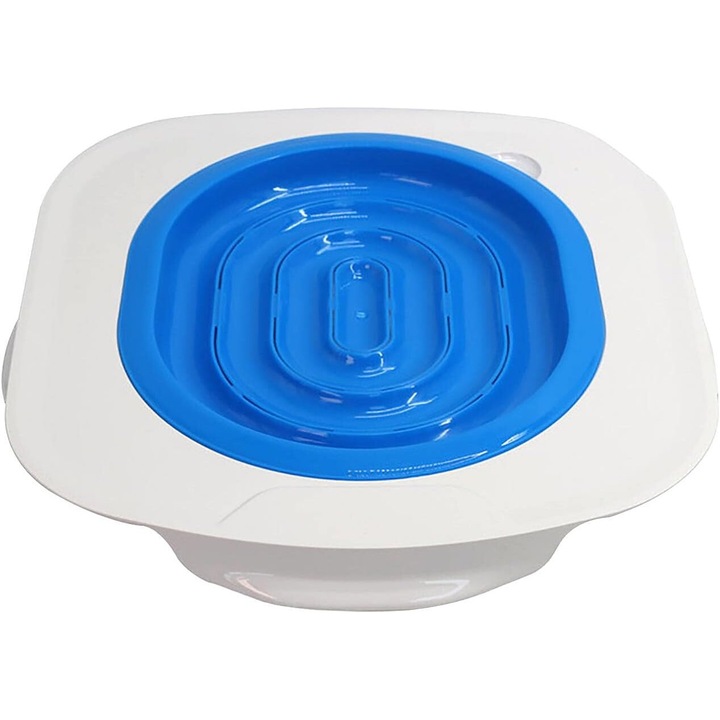 Set Antrenament Toaleta pentru Pisici, Plastic, Albastru si Alb, 42x42x4cm