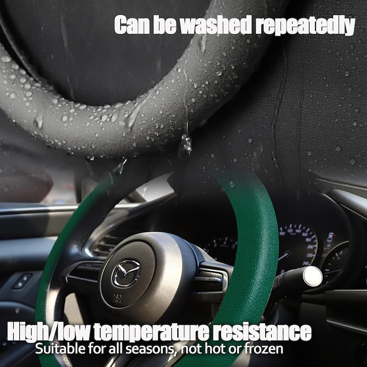 Husa Volan Verde din Silicon Elastic, Pentru Protejarea Volanului Masinii si Condus Confortabil, Universal Compatibila, Diametru 32-40 cm, CBD CORAL BEST DEALS