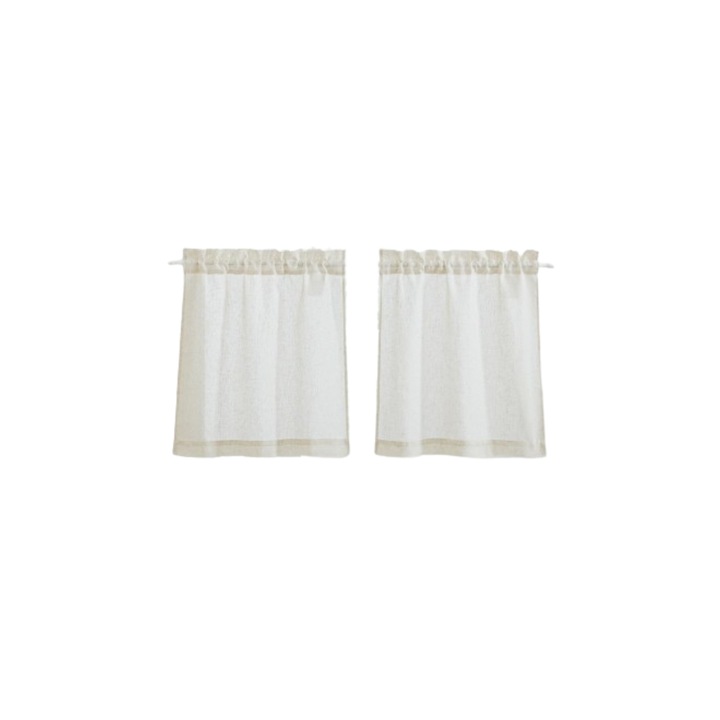 Függöny a konyhába, Pony Dance, 60 x 45 cm, Félig átlátszó, vászonnal és poliészterrel, 2 darabos készlet, Világos bézs