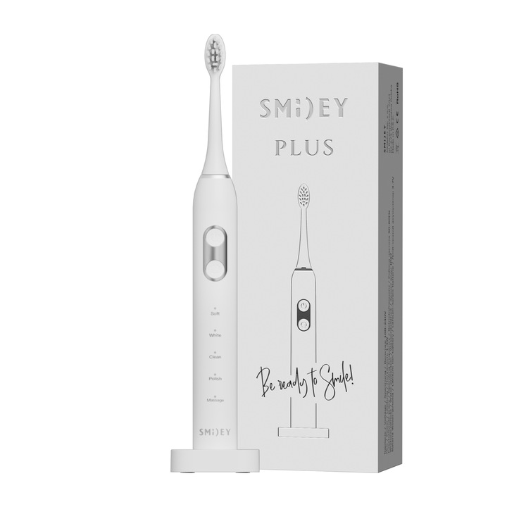 Fogkefe, SmileyPlus, elektromos, gyerekeknek, fehér