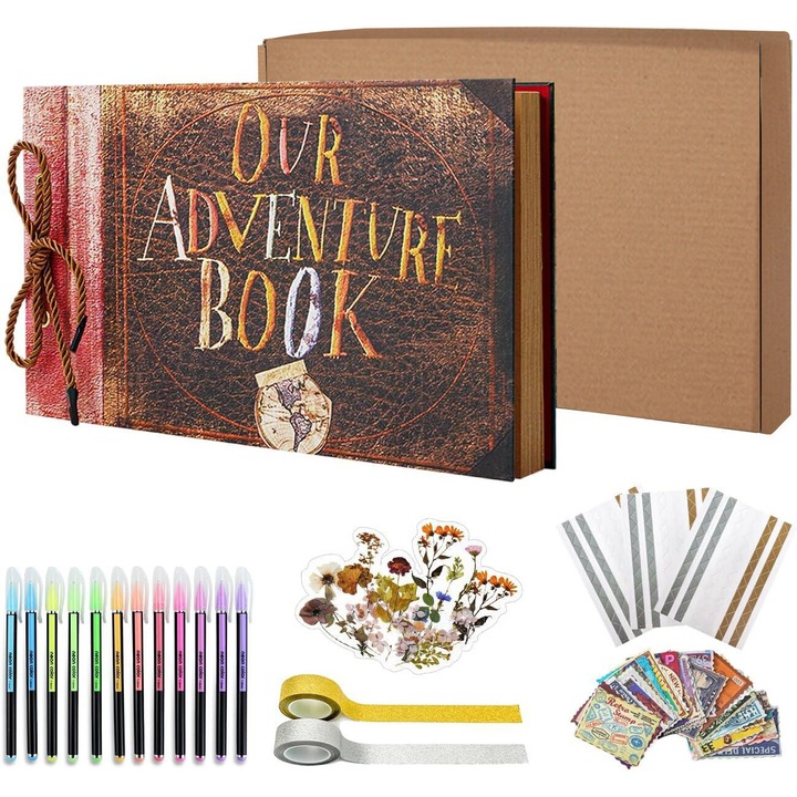 Album Foto WALALLA, Set Aventura, 40 pagini, capacitate 80 poze, 295x190mm, cu Kit DIY