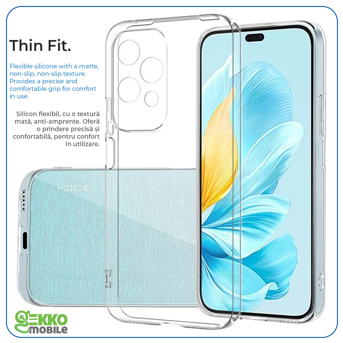 Husa pentru Honor 200 Lite, Clear, Ultrasubtire, din silicon gel, cu decupaje la camere, 0.3mm, Gekko, Transparenta