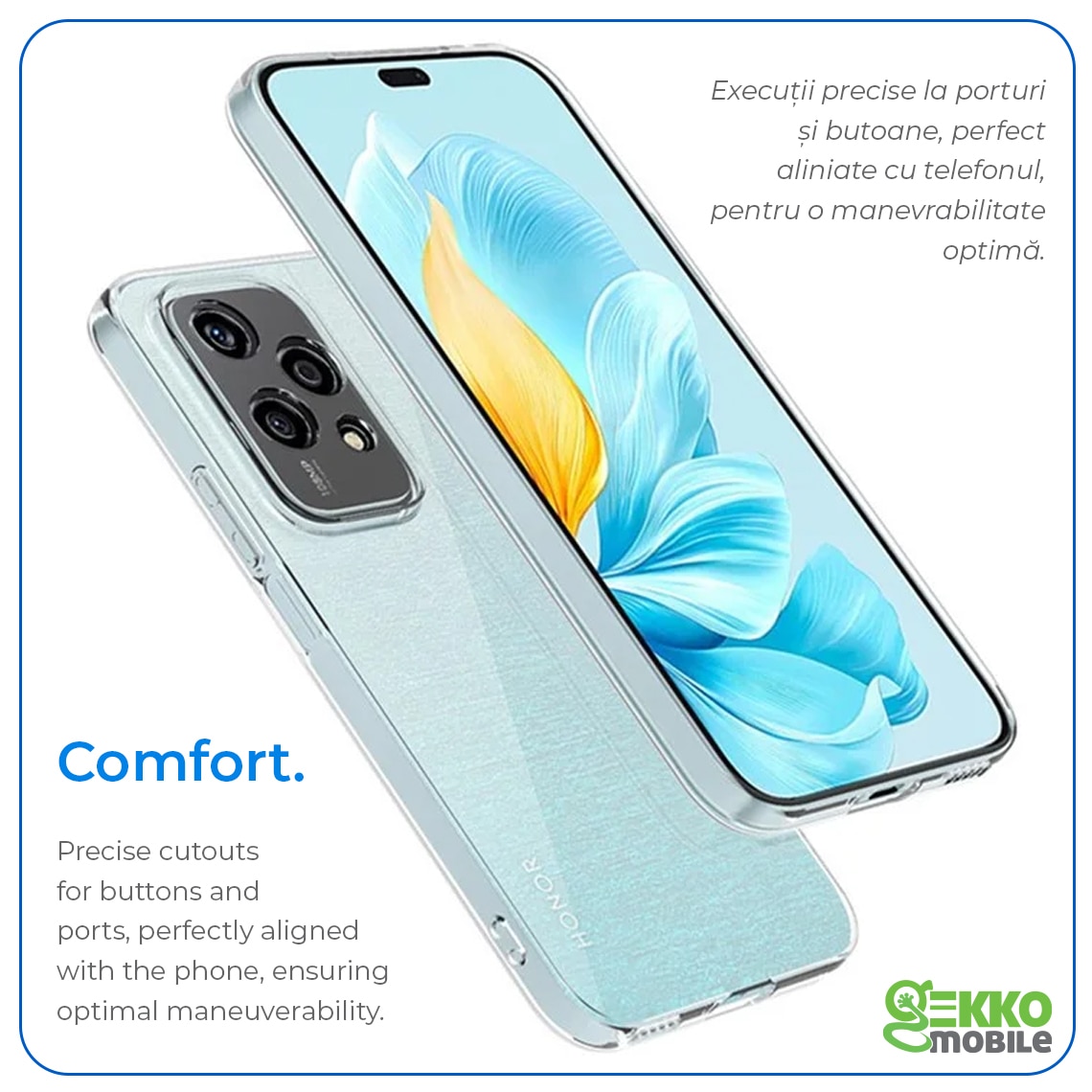 Husa pentru Honor 200 Lite, Clear, Ultrasubtire, din silicon gel, cu decupaje la camere, 0.3mm, Gekko, Transparenta