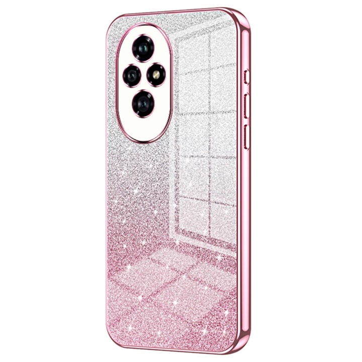 Husa pentru Honor 200 5G Gradient Glitter anticadere din TPU rezistent Roz