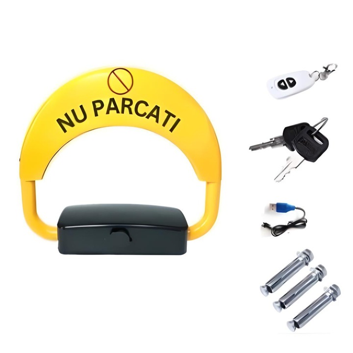 Автоматично заключване за паркиране EDAR с акумулатор, дистанционно управление с дистанционно управление, аларма, функция против кражба, поддържано тегло 5 тона, устойчив на вода и атмосферни влияния, черно/жълто