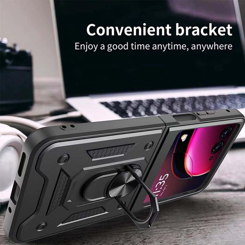 Husa pentru Motorola Razr 50 Ultra cu inel magnetic si protectie camera Skyddar CamShield - Negru