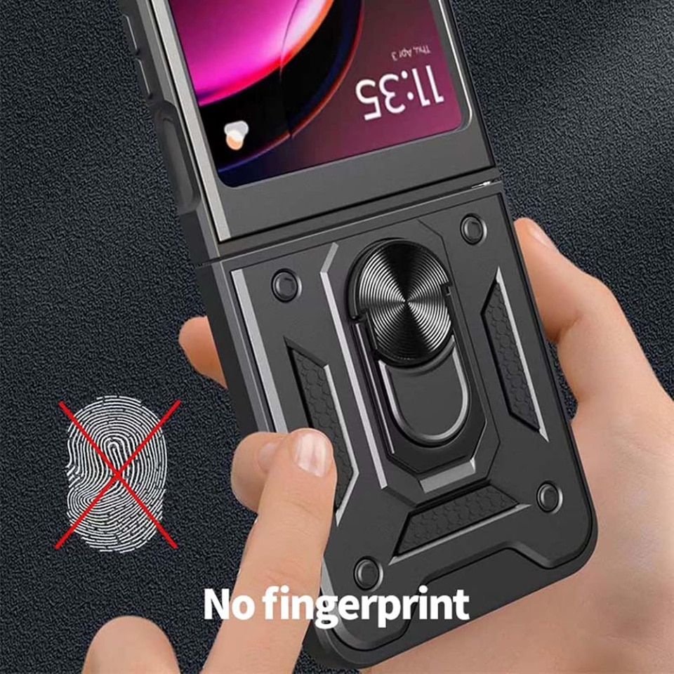 Husa pentru Motorola Razr 50 Ultra cu inel magnetic si protectie camera Skyddar CamShield - Negru