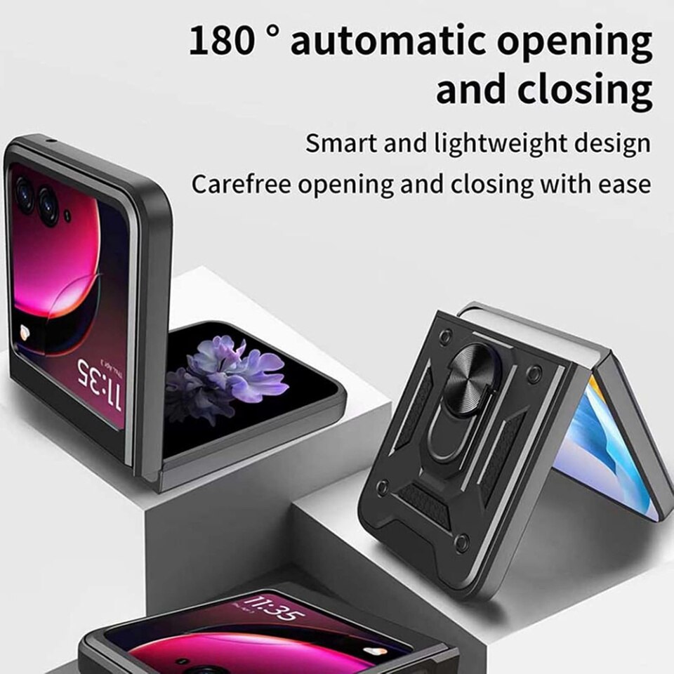 Husa pentru Motorola Razr 50 Ultra cu inel magnetic si protectie camera Skyddar CamShield - Negru