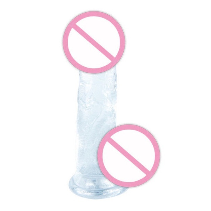 Dildo ultra realistic cu striatii din silicon, ventuza pentru fixare, S, Incolor TOY340-00