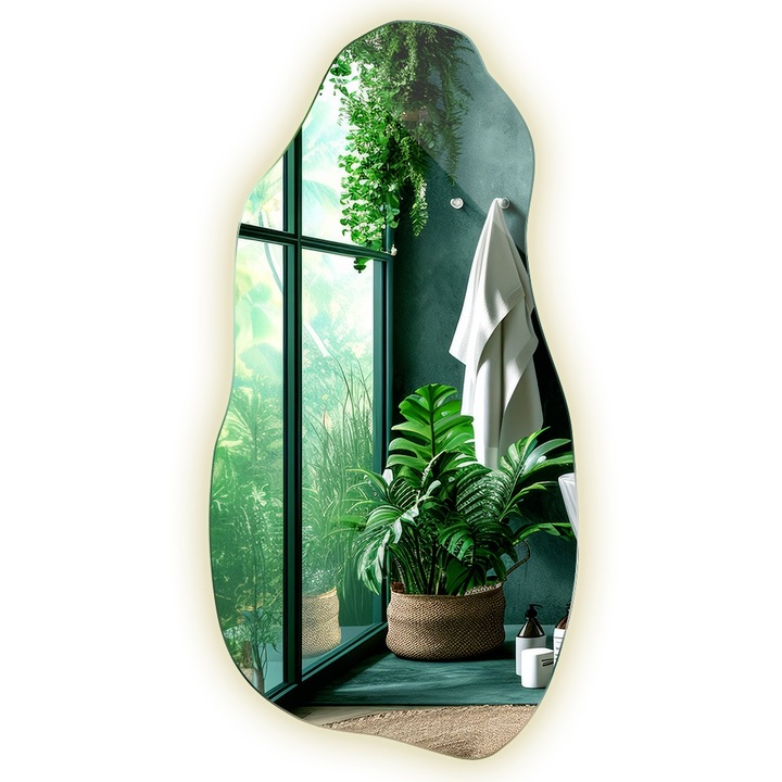 Oglinda asimetric LED, Tulup, Neutra 4000K, forma moderna, 50 cm x 100 cm, decorativ, fara rama, 010390550282400000000