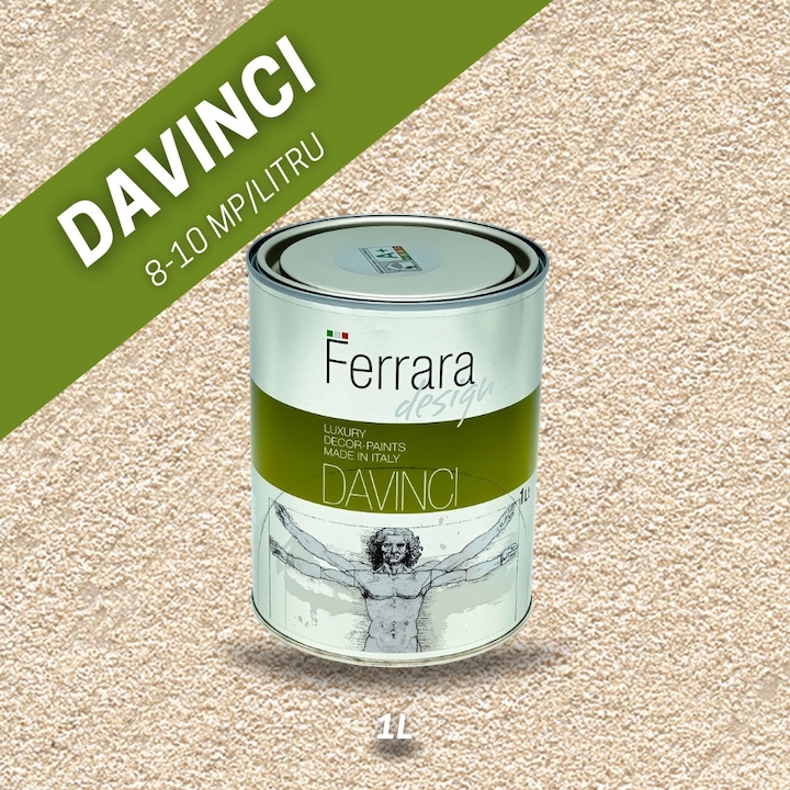 Vopsea decorativa perlata Davinci, Ferrara Design, cod DAA69, pe baza de apa, pentru interior, 1L