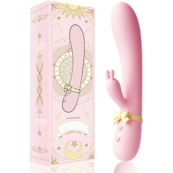 Szilikon nyúlvibrátor, csikló és G-pont stimulátor, újratölthető, vízálló, melegítő funkció