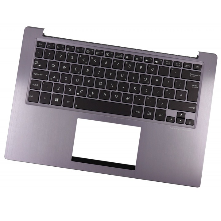 Клавиатура за Asus 0KNB0-6624US00, 1309001368, 1309D000448, 13GNWO1AM033-1, 90R-NWO1K1180Y, 9Z.N8BBU.H01, 0KN0-N42us23, черна, с, Palmrest, сребриста, осветена, подсветка
