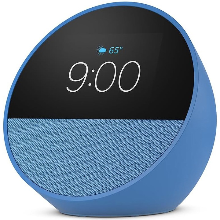 Смарт високоговорител Amazon Echo Spot 2024, Дисплей 2.83", Wi-Fi, Bluetooth, Син