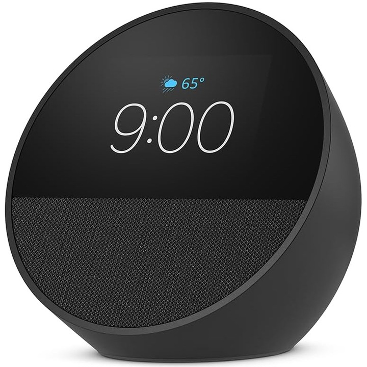 Смарт високоговорител Amazon Echo Spot 2024, Дисплей 2.83", Wi-Fi, Bluetooth, Черен