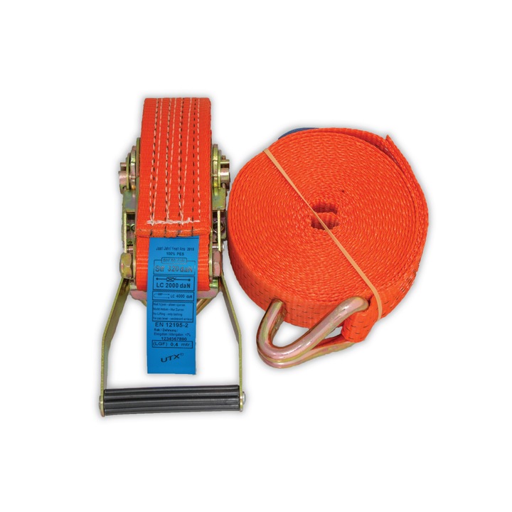 Chinga de ancorare completa, cu clichet si carlige, 2000kg, 50mm x 12m