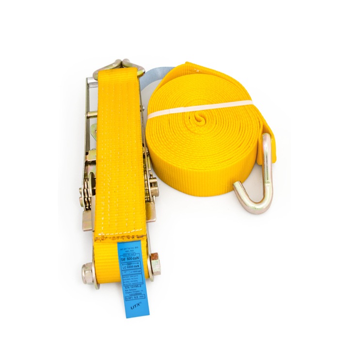 Chinga de ancorare completa, cu clichet si carlige, 5000kg, 75mm x 12m