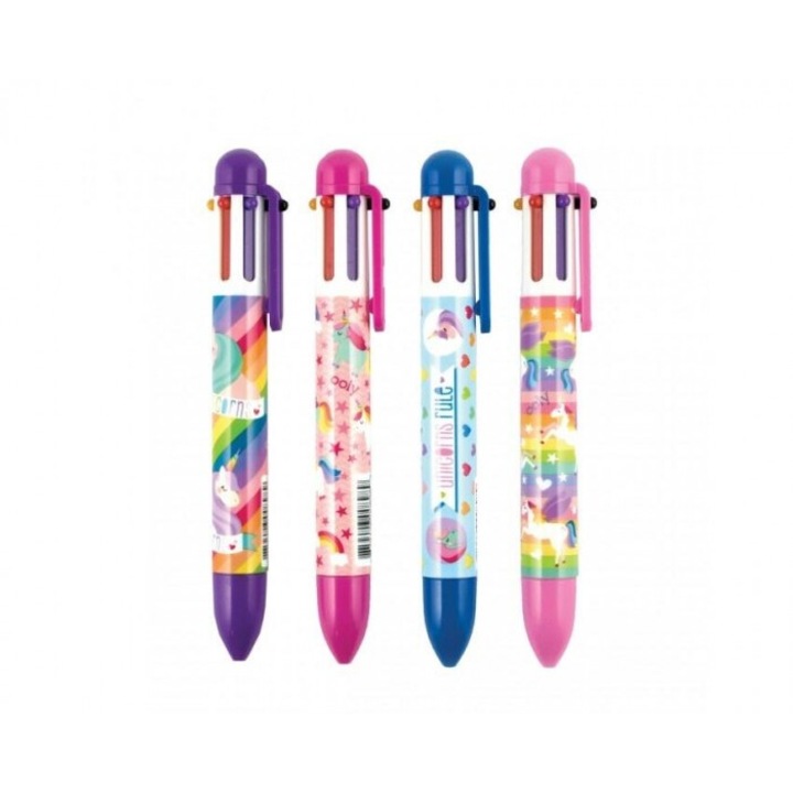 Set pixuri mecanice 6 in 1 Kolorowe Baloniki, unicorni, multicolor, 137x17mm