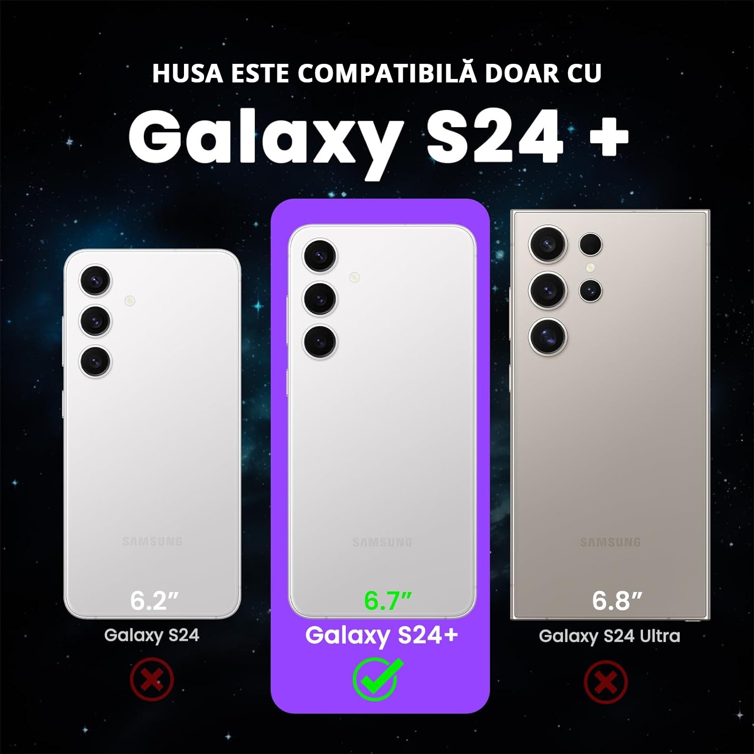 Husa pentru Samsung Galaxy S24 PLUS, carcasa spate Hybrid ultra slim, Antisoc, hardcase, Negru