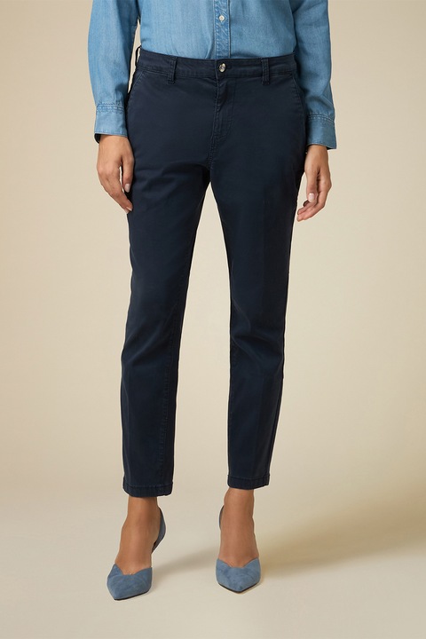 Oltre, Pantaloni crop cu talie medie, Albastru ultramarin, 40