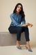 Oltre, Pantaloni crop cu talie medie, Albastru ultramarin, 40