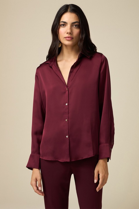 Oltre, Camasa cu aspect de satin, Visiniu, 44