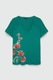 Fiorella Rubino, Tricou cu imprimeu si decolteu in V, Verde, XL