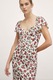 Motivi, Rochie cu imprimeu floral si slit frontal, Alb, Rosu stins, 42